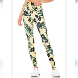 Beyond Yoga Olympus Floral Sunrise Leggings Yellow Tropical High Rise XS